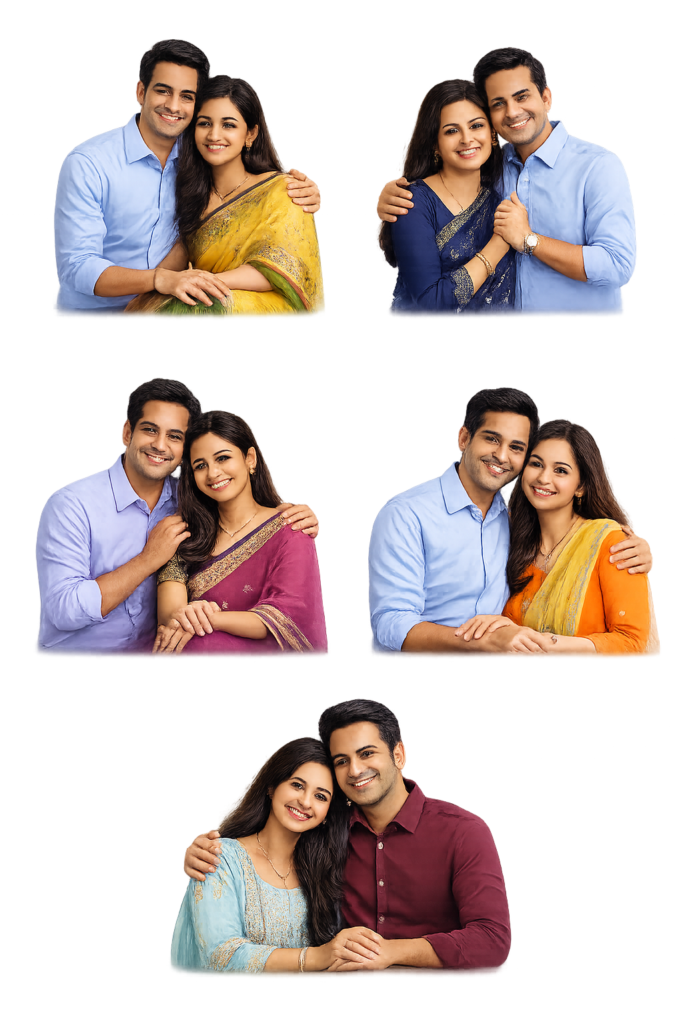 indian couples in traditional attire